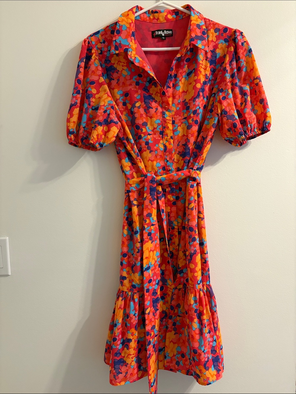 Orange Floral Button-Front Shirt Dress